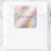 Candle-Label moderne minimalistisch-irisierende Op Quadratischer Aufkleber (Tasche)