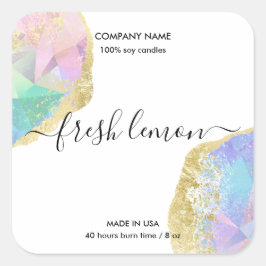 Candle-Label moderne minimalistisch-irisierende Op Quadratischer Aufkleber