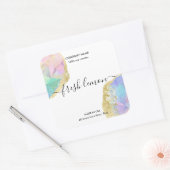 Candle-Label moderne minimalistisch-irisierende Op Quadratischer Aufkleber (Umschlag)