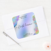 Candle-Label moderne minimalistisch-irisierende Op Quadratischer Aufkleber (Umschlag)