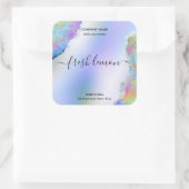 Candle-Label moderne minimalistisch-irisierende Op Quadratischer Aufkleber (Tasche)