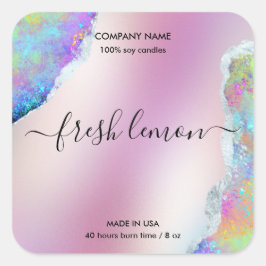 Candle-Label moderne minimalistisch-irisierende Op Quadratischer Aufkleber