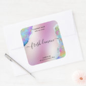 Candle-Label moderne minimalistisch-irisierende Op Quadratischer Aufkleber (Umschlag)