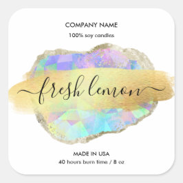 Candle-Label moderne minimalistisch-irisierende Op Quadratischer Aufkleber