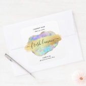 Candle-Label moderne minimalistisch-irisierende Op Quadratischer Aufkleber (Umschlag)