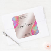 Candle-Label moderne minimalistisch-irisierende Op Quadratischer Aufkleber (Umschlag)