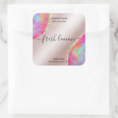 Candle-Label moderne minimalistisch-irisierende Op Quadratischer Aufkleber (Tasche)