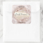 Candle Label Moderne Rosa Seide Quadratischer Aufkleber (Tasche)