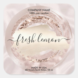 Candle Label Moderne Rosa Seide Quadratischer Aufkleber