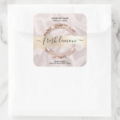 Candle Label Moderne Rosa Seide Quadratischer Aufkleber (Tasche)