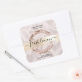 Candle Label Moderne Rosa Seide Quadratischer Aufkleber (Umschlag)