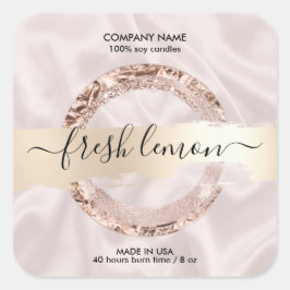 Candle Label Moderne Rosa Seide Quadratischer Aufkleber