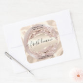 Candle Label Moderne Rosa Seide Quadratischer Aufkleber (Umschlag)