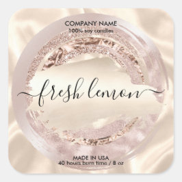 Candle Label Moderne Rosa Seide Quadratischer Aufkleber