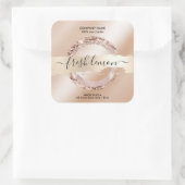 Candle Label Moderner Rosa Glitzer Quadratischer Aufkleber (Tasche)