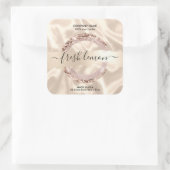 Candle Label Moderner Rosa Glitzer Quadratischer Aufkleber (Tasche)