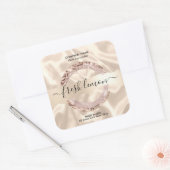 Candle Label Moderner Rosa Glitzer Quadratischer Aufkleber (Umschlag)