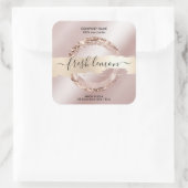 Candle Label Moderner Rosa Glitzer Quadratischer Aufkleber (Tasche)