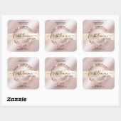 Candle Label Moderner Rosa Glitzer Quadratischer Aufkleber (Blatt)