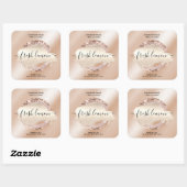 Candle Label Moderner Rosa Glitzer Quadratischer Aufkleber (Blatt)