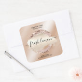 Candle Label Moderner Rosa Glitzer Quadratischer Aufkleber (Umschlag)