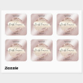 Candle Label Moderner Rosa Glitzer Quadratischer Aufkleber (Blatt)