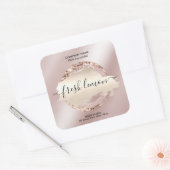 Candle Label Moderner Rosa Glitzer Quadratischer Aufkleber (Umschlag)