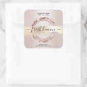 Candle Label Moderner Rosa Glitzer Quadratischer Aufkleber (Tasche)