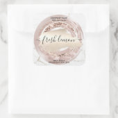 Candle-Label Moderner Rosa Goldmarmor Quadratischer Aufkleber (Tasche)