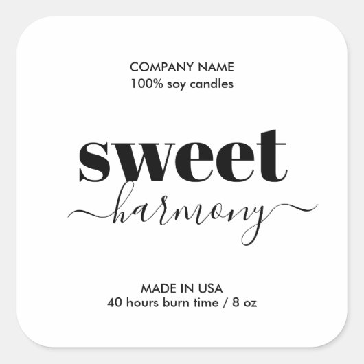 Candle-Label-Produkt-Label Moderne Minimalistisch Quadratischer Aufkleber (Vorderseite)