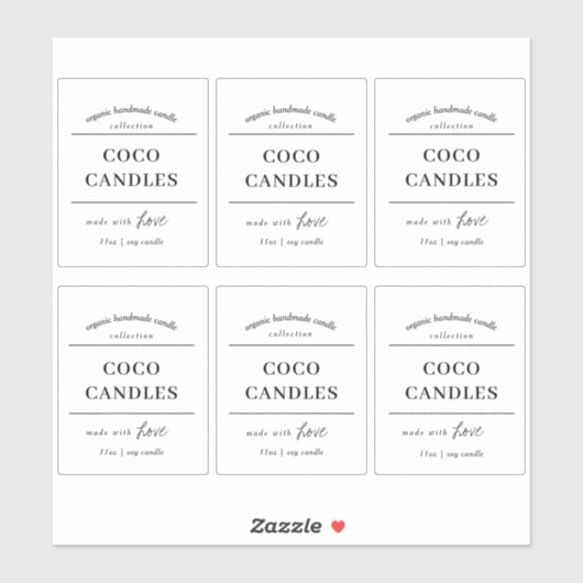 Candle Label Transparentes Vinyl Design (Blatt)