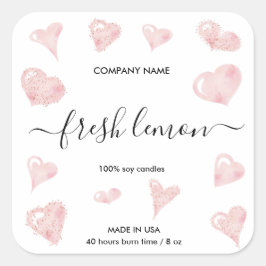 Candle-Label Valentine Heart Liebe Quadratischer Aufkleber