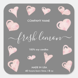 Candle-Label Valentine Heart Liebe Quadratischer Aufkleber