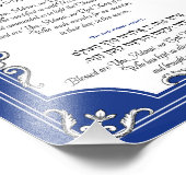 Candle Light Blessing Hanukkah Hebrew English Blue Fotodruck (Ecke)