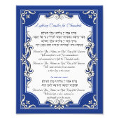 Candle Light Blessing Hanukkah Hebrew English Blue Fotodruck (Vorne)