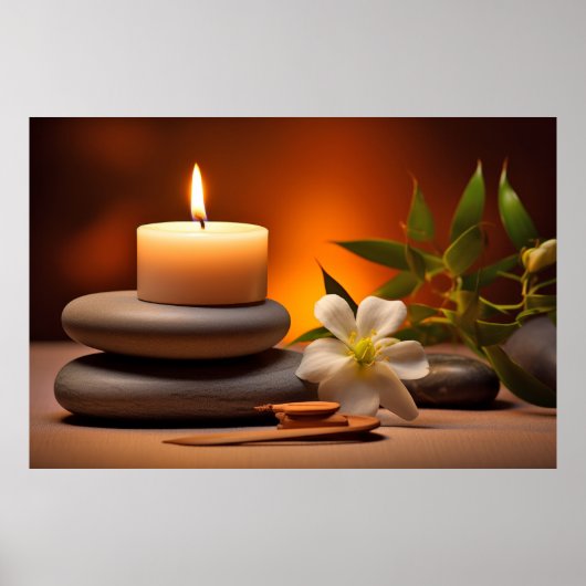 Candle Light Blume Ruhig Friedlich Poster (Vorne)