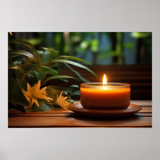 Candle Light Blume Ruhig Friedlich Poster (Vorne)