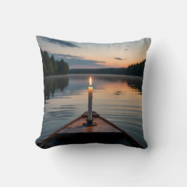 Candle Light on Boat at Sunset Lake Kissen