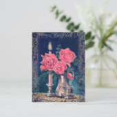 CANDLE LIGHT & ROSE von SHARON SHARPE Postkarte (Stehend Vorderseite)