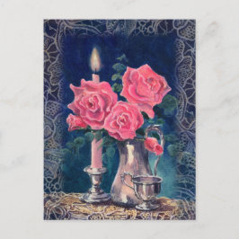 CANDLE LIGHT & ROSE von SHARON SHARPE Postkarte