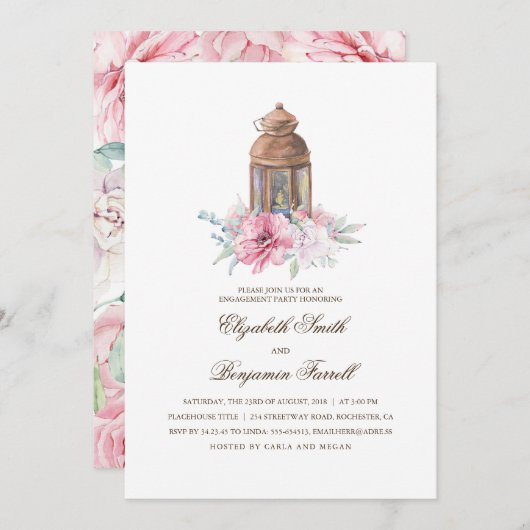 Candle Lit Lantern Engagement Party Einladung (Vorne/Hinten)