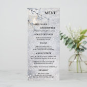 Candle Lit Lantern Sparkling Snow Wedding Menükarte (Stehend Vorderseite)