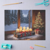 Candle Lit Weihnachten Log Table Center Dekoupage Seidenpapier (Basteln)