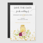 Candle Mason Jar Gold Sparkle Save the Date Magneteinladung (Vorne/Hinten)