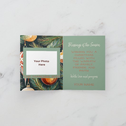 Candle mit Ornamenten Foto & Kunsthandwerk Weihnac Karte (Innenseite)