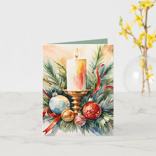 Candle mit Ornamenten Foto & Kunsthandwerk Weihnac Karte (Gelbe Blume)