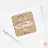 Candle moderne abstrakte Produktkennzeichnung hand Quadratischer Aufkleber (Umschlag)