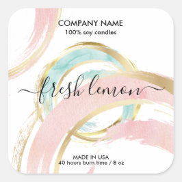 Candle moderne abstrakte Produktkennzeichnung hand Quadratischer Aufkleber