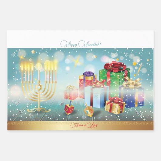 Candle of Hanukkah Festival of Lights Party Geschenkpapier Set (Vorderseite)