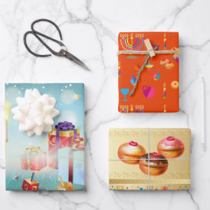 Candle of Hanukkah Festival of Lights Party Geschenkpapier Set